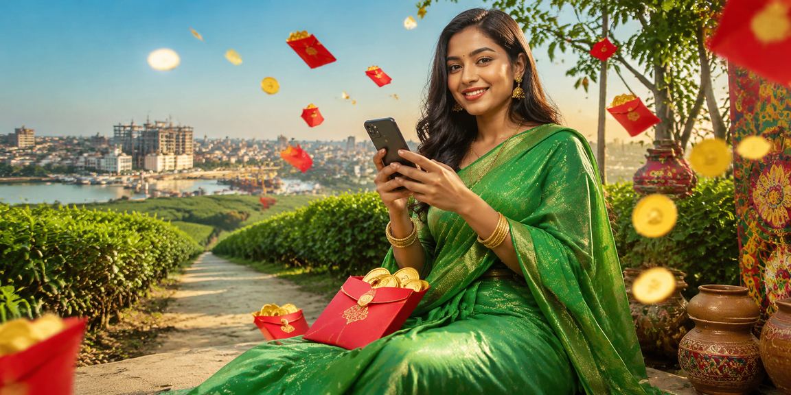 নারায়ণগঞ্জে লাল খামে লটারি বোনাস — শাড়িতে উৎসবের আনন্দ